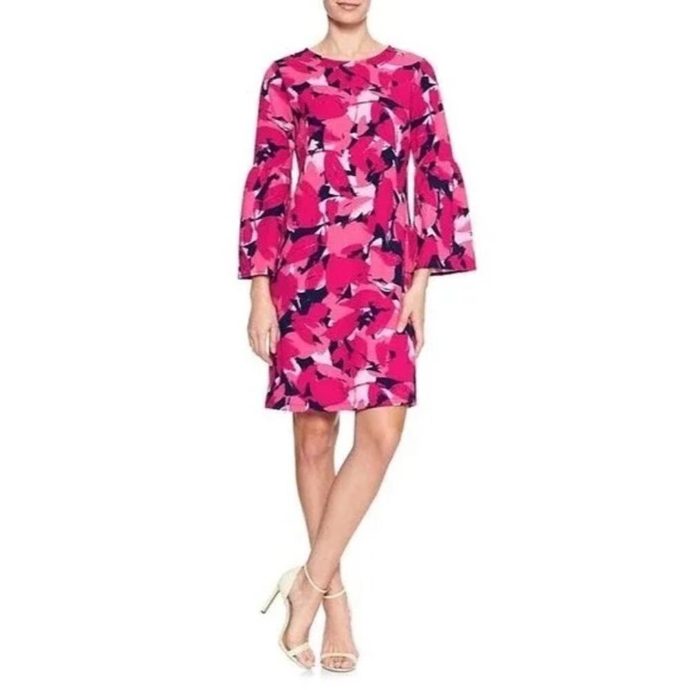 Banana Republic Pink Floral Bell Sleeve Dress Size XS